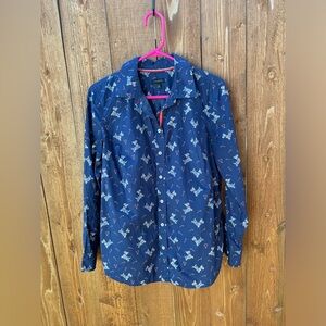 Scottie Dog Cotton Button Up Shirt - Medium